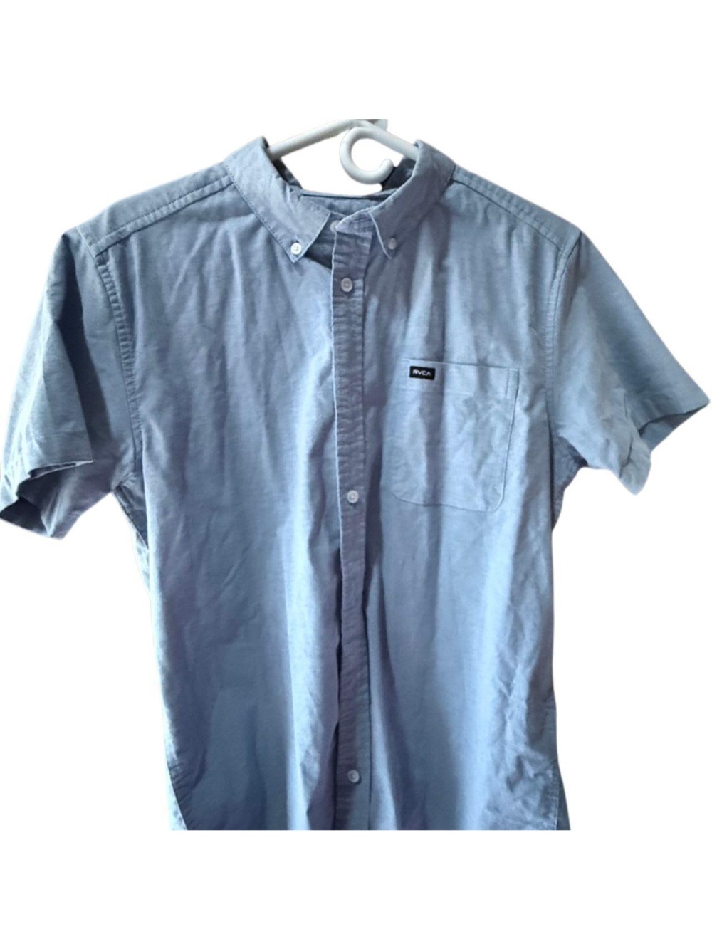 RVCA Blue Short Sleeve Button Up Size M